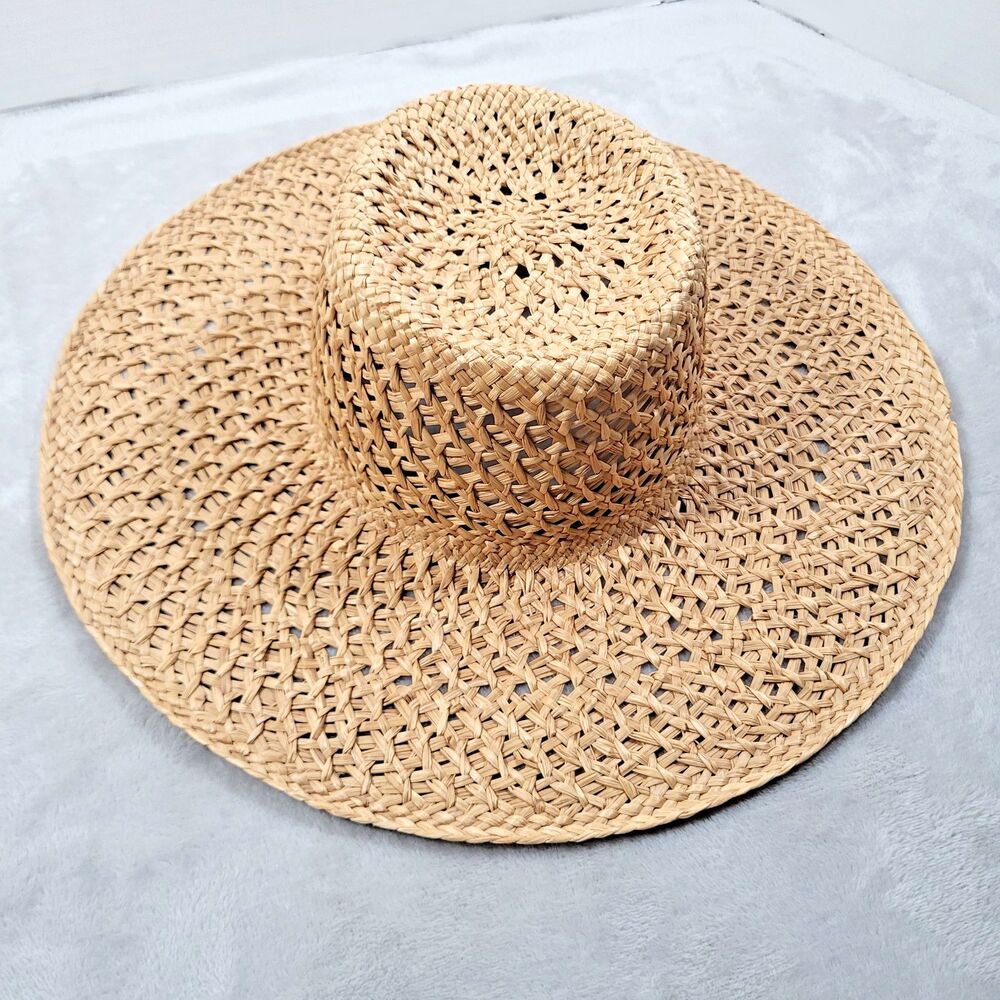 Reinhard Plank Italy Handcrafted Woven Straw Wide Brim Sun Hat 55cm